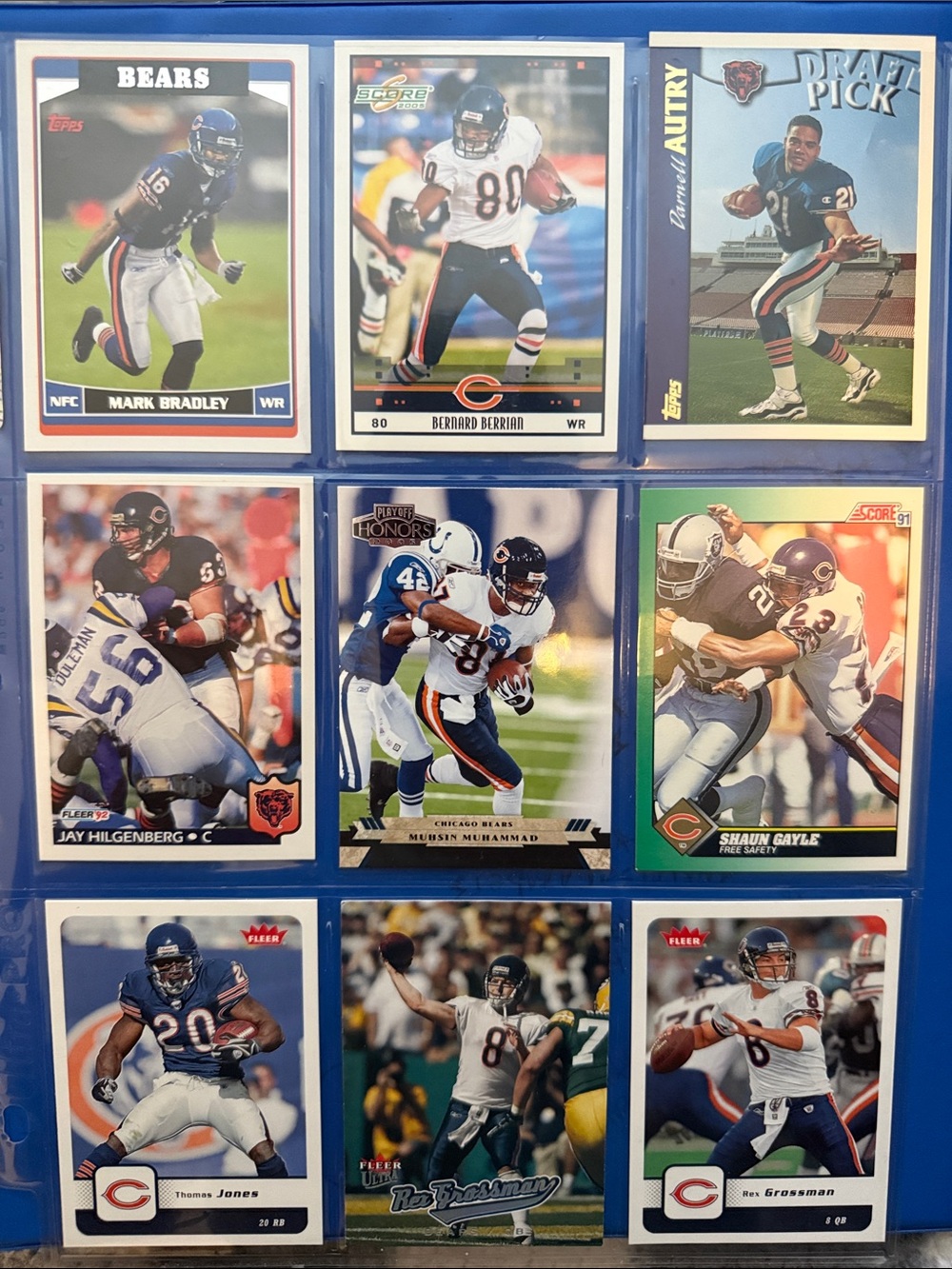 Topps Chicago Bears Blue Trading Card Binder Page